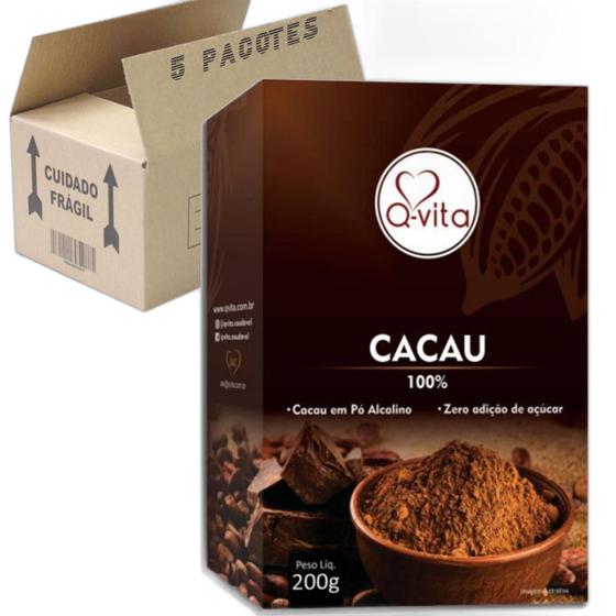 Imagem de Kit c/ 5und Cacau Em Pó Q-Vita Zero Açúcar 200g