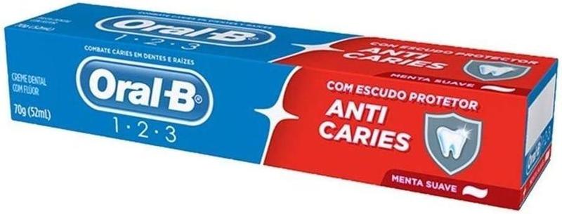 Imagem de Kit c/ 6 Creme Dental Oral-B 123 Anticaries Menta Suave 70g