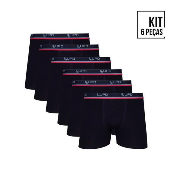 Kit c/ 6 cuecas Boxer Lupo - preta Menor preço em Kit c/ 6 cuecas Boxer Lupo - preta