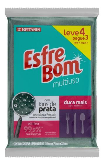Imagem de Kit c/ 6 Esponja Multi Uso Ions Prata Com 4 Pecas Bettanin