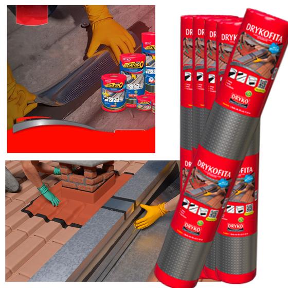 Imagem de Kit c/ 6 Fita Asfaltica Multiuso 90cm Manta Aluminizada Alumínio Adesiva Vedatudo Telhado Impermeabilizantes Dryko