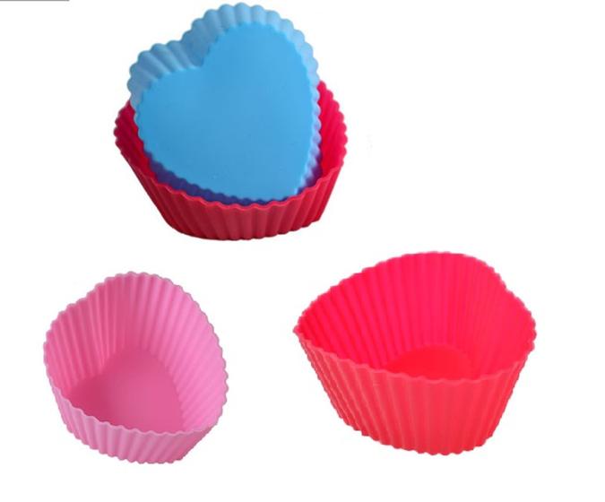Imagem de Kit C/6 Formas Coração Silicone Mini Bolos Cupcake Pudim Gelatina