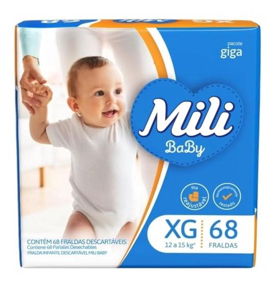 Imagem de Kit c/ 6 fralda infantil Mili baby giga XG 68un