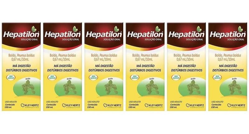 Kit C/6 Hepatilon Boldo Contr Má Digestão Enjoo 150ml Xarope Menor preço em Kit C/6 Hepatilon Boldo Contr Má Digestão Enjoo 150ml Xarope