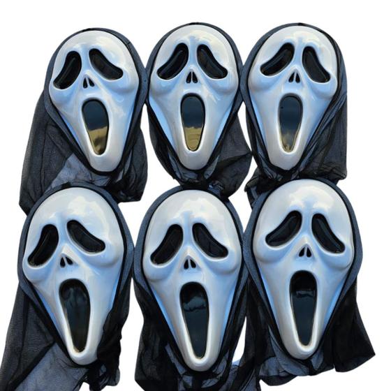 Imagem de kit c/6 Máscaras Facial Pânico Halloween carnaval plástico