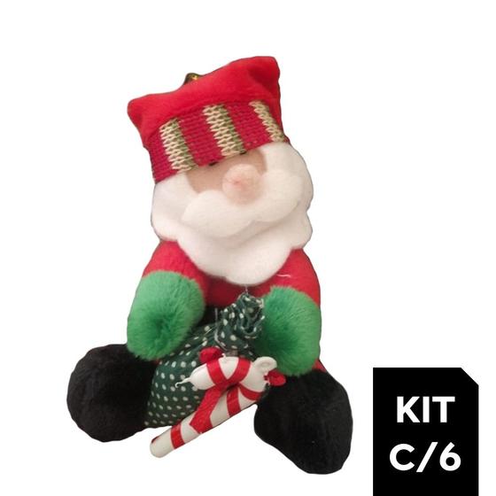 Imagem de Kit c/6 Pendente de Papai Noel com Saco e Bengala de Natal