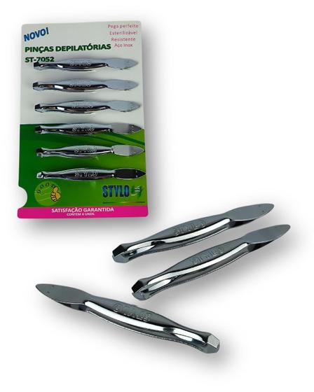 Imagem de Kit c/ 6 Pinça Depilatória p/ Sobrancelha Aço Inox