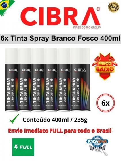 Imagem de Kit c/ 6 Tinta Spray Aerosol Cibra Color Branco Fosco 400ml
