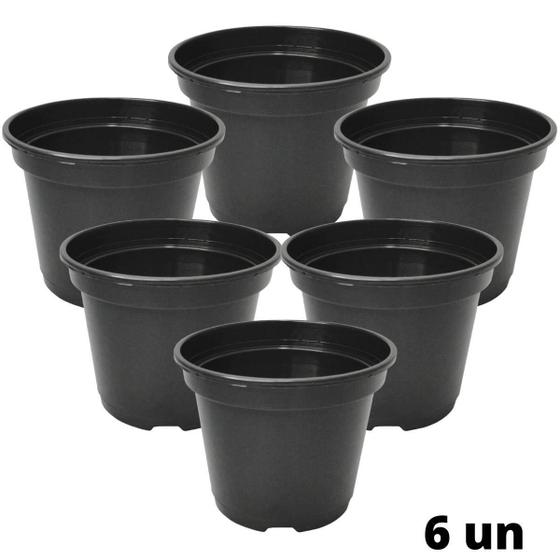 Imagem de Kit C/6 Vaso Plantio P11 (450 Ml) Preto Injeplastec