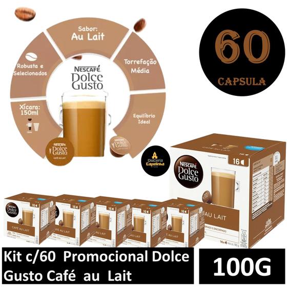 Imagem de Kit c/60 Promocional  Dolce Gusto Café Au Lait   100g