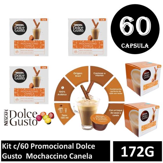 Kit c/60 Promocional Dolce Gusto Mochaccino Canela 172g Menor preço em Kit c/60 Promocional Dolce Gusto Mochaccino Canela 172g