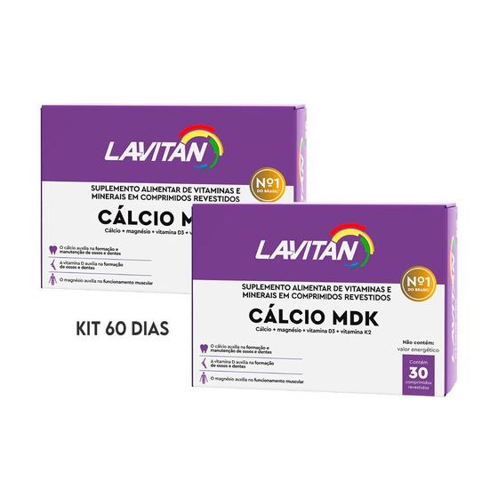 Imagem de Kit c/60 Suplemento de Cálcio MDK Magnésio Vitaminas Lavitan