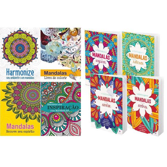 Imagem de Kit c/8 livros para colorir - mandalas arteterapia antiestresse