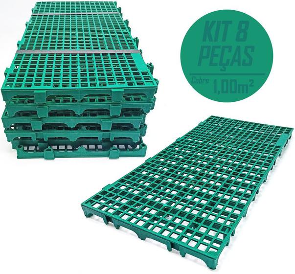 Imagem de Kit c/ 8 Pçs - Pallet Estrado Plástico 2,5 x 25x50 Cm Verde