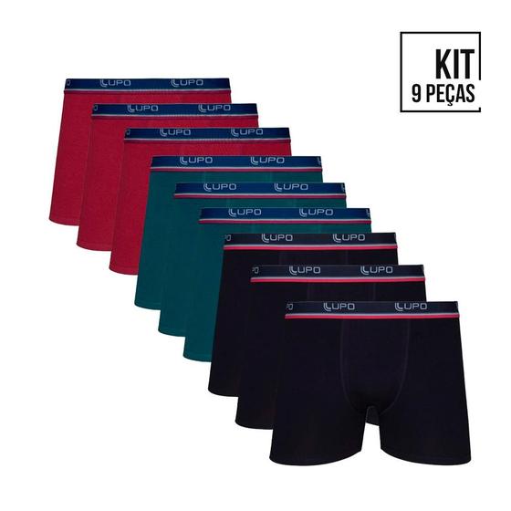 Imagem de Kit c/ 9 cuecas Boxer Lupo - 3 Cores