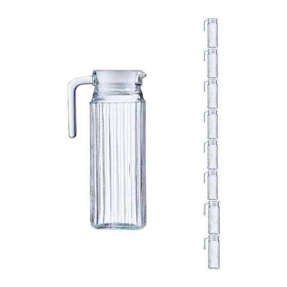 Imagem de Kit C/9 Jarras Suiça De Vidro Transparente 1L Praticasa