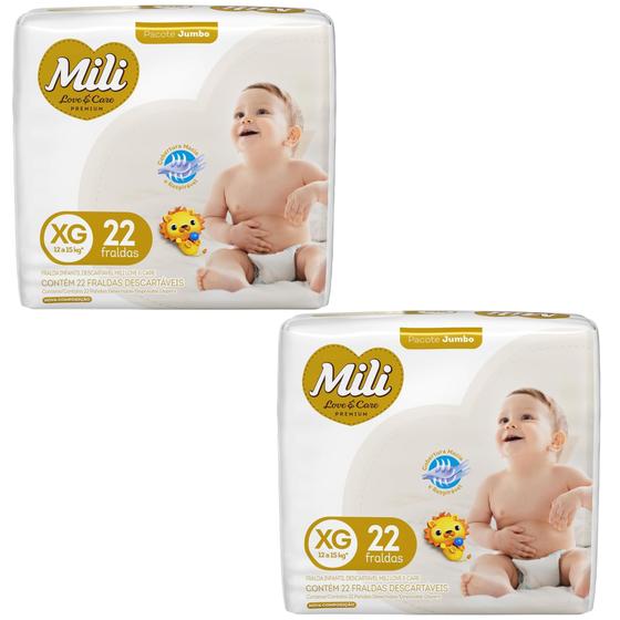 Imagem de Kit C2 Fralda Love & Care Jumbo XG C/22 - Mili