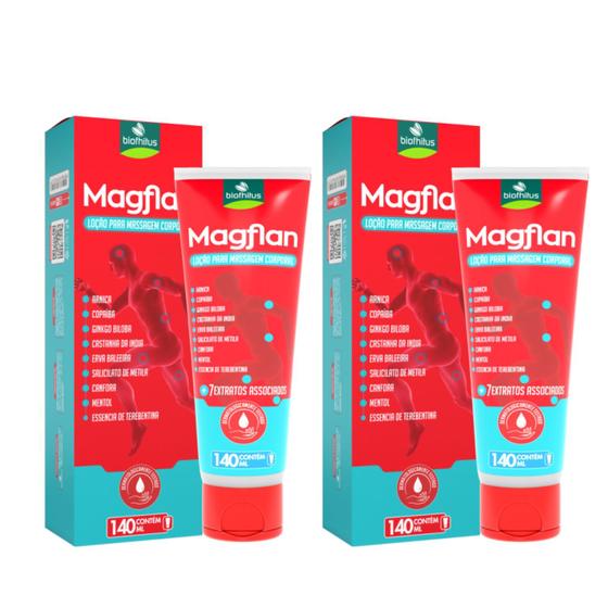 Imagem de Kit C2 Loção Corporal Massagem Magflan 140ml - Biofhitus