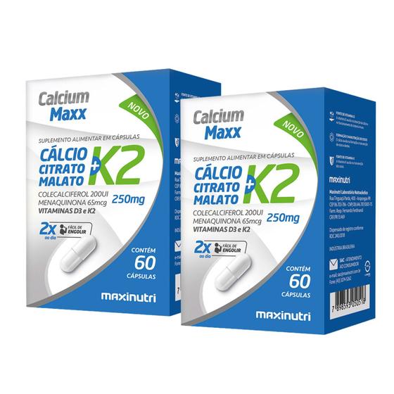 Imagem de Kit C2 Suplemento Calcium Maxx K2 250g - Maxinutri