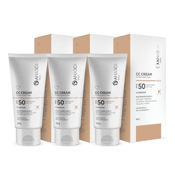 Imagem de Kit C3 CC Cream Com Cor Médio FPS50 - Anasol