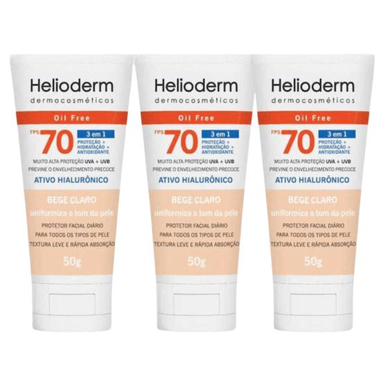 Imagem de Kit C3 Protetor Solar Com Cor Facial Bege Claro  Helioderm