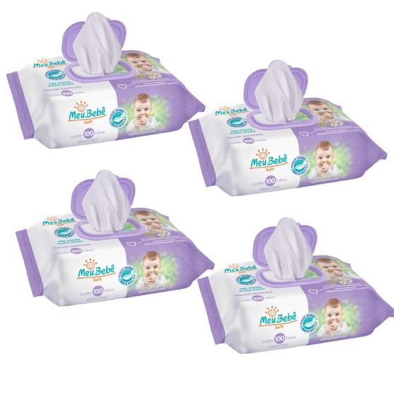 Imagem de Kit C4 Meu bebê Soft Toalhas Umedecidas C100  Hygieline
