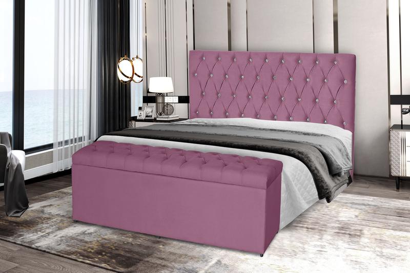 Kit Cabeceira 100Cm p/ Cama Box Solteiro + Baú 100Cm Calçadeira Estofada Imperatriz Suede Rosa Menor preço em Kit Cabeceira 100Cm p/ Cama Box Solteiro + Baú 100Cm Calçadeira Estofada Imperatriz Suede Rosa