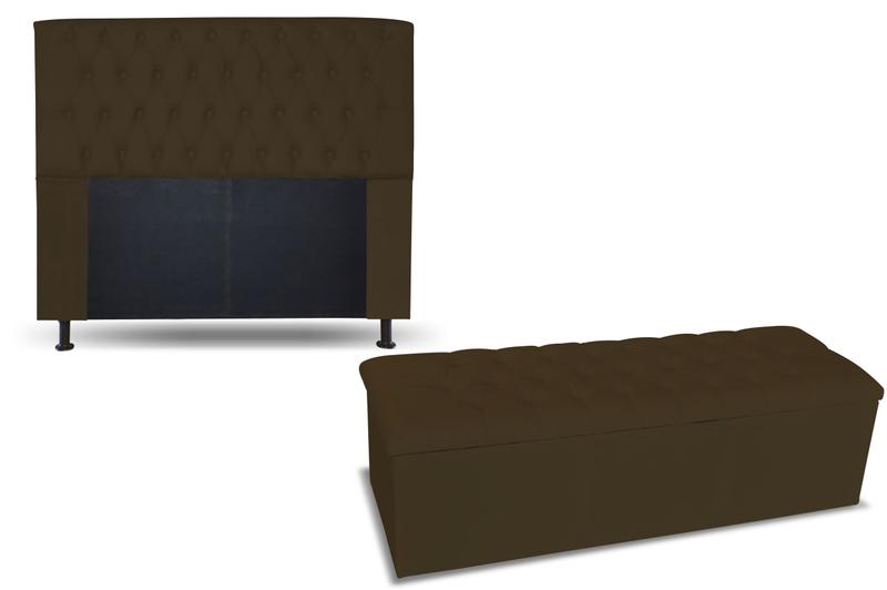 Imagem de Kit cabeceira 140 + recamier 140 lady cor suede marrom topázio decor