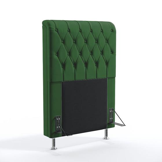 Imagem de Kit Cabeceira Bellatrix 90 para Cama de Solteiro e Calçadeira Sagitarius Sued Verde Aradecor