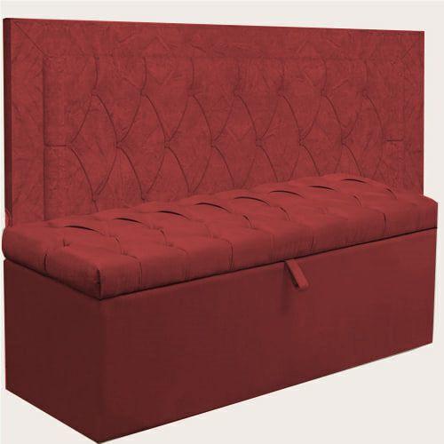 Imagem de Kit Cabeceira Bianca + Calçadeira Itália Solteiro 90 CM Suede Vermelho - D A Decor