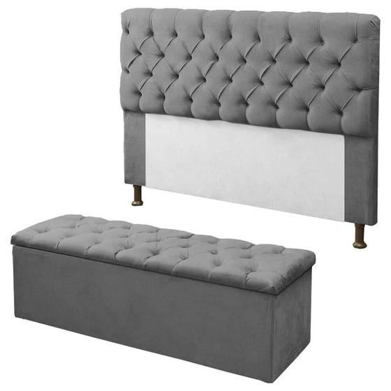 Kit Cabeceira + Calçadeira Baú Mirage Queen Size 160cm Menor preço em Kit Cabeceira + Calçadeira Baú Mirage Queen Size 160cm
