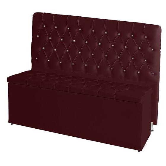 Imagem de Kit Cabeceira De Cama Box e Calçadeira Baú Paris Casal 140 cm Capitonê Suede Bordo Eli Móveis