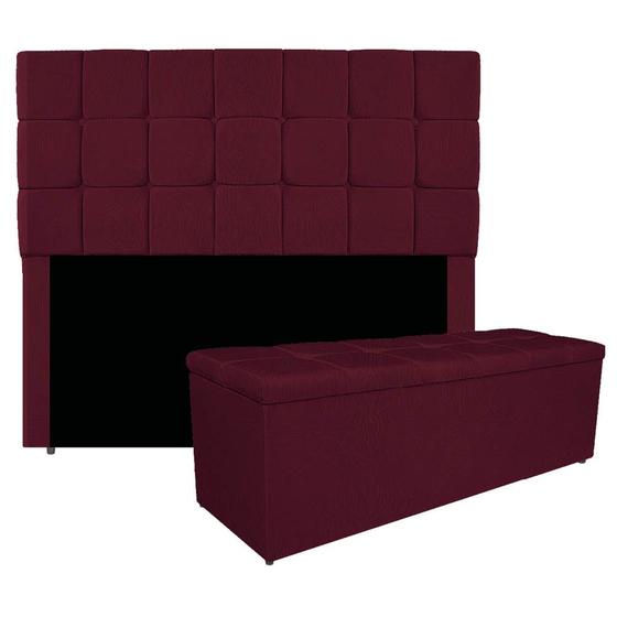 Imagem de Kit Cabeceira e Calçadeira Manchester 160 cm Queen Size Suede - Doce Sonho Móveis