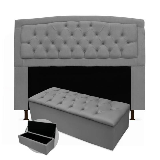 Kit Cabeceira Geovana + Calçadeira Baú Mirage Queen Size 160cm Suede - Ecotec Decor Menor preço em Kit Cabeceira Geovana + Calçadeira Baú Mirage Queen Size 160cm Suede - Ecotec Decor