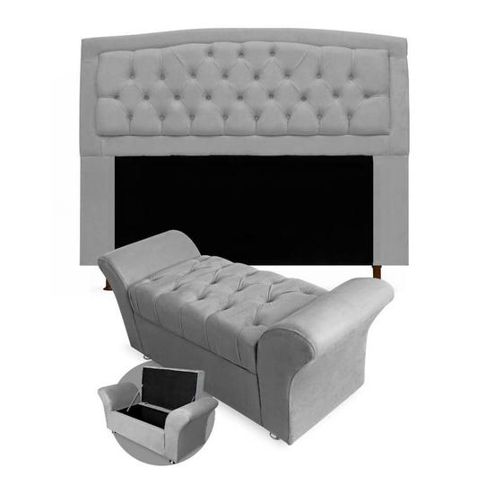 Kit Cabeceira Geovana + Calçadeira Veneza Casal 140cm Suede - Renascer Decor Menor preço em Kit Cabeceira Geovana + Calçadeira Veneza Casal 140cm Suede - Renascer Decor