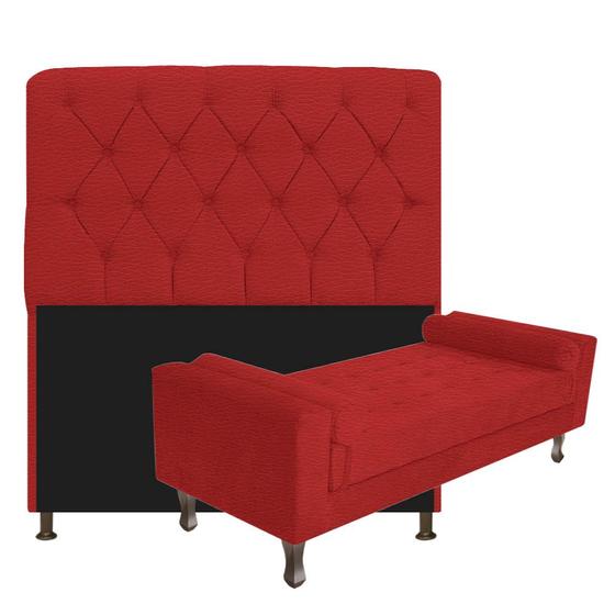 Imagem de Kit Cabeceira Lady e Recamier Félix 160 cm Queen Size Corano Vermelho - ADJ Decor