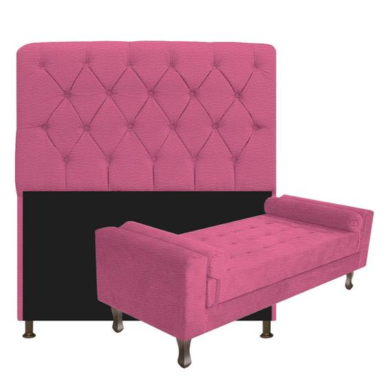 Imagem de Kit Cabeceira Lady e Recamier Félix 195 cm King Size Corano Pink - ADJ Decor