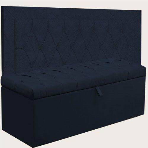 Imagem de Kit Cabeceira Lunna + Calçadeira Itália King 195 CM Suede Azul Marinho - D A Decor