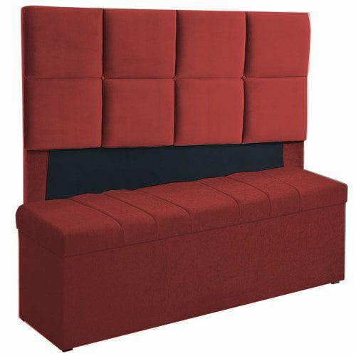 Imagem de Kit Cabeceira Poliana+ Calçadeira Kiara King 195 CM Suede Vermelho - D A Decor