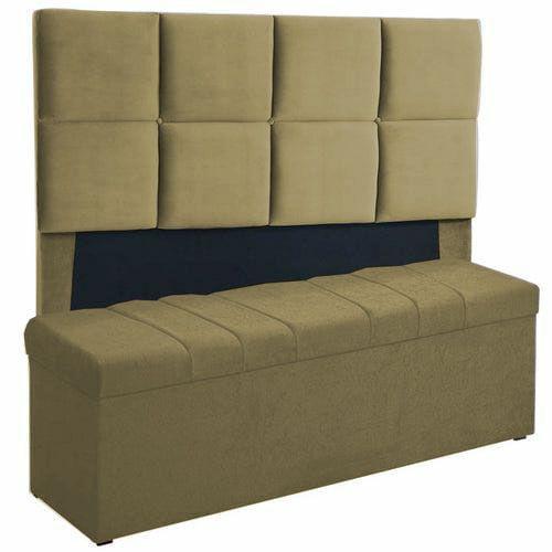 Imagem de Kit Cabeceira Poliana+ Calçadeira Kiara Solteiro 90 CM Suede Camurça - D A Decor