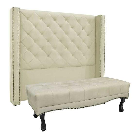 Imagem de Kit Cabeceira Quarto + Recamier Sofá Divã Chaise 2 Lugares 1,4 M Europe