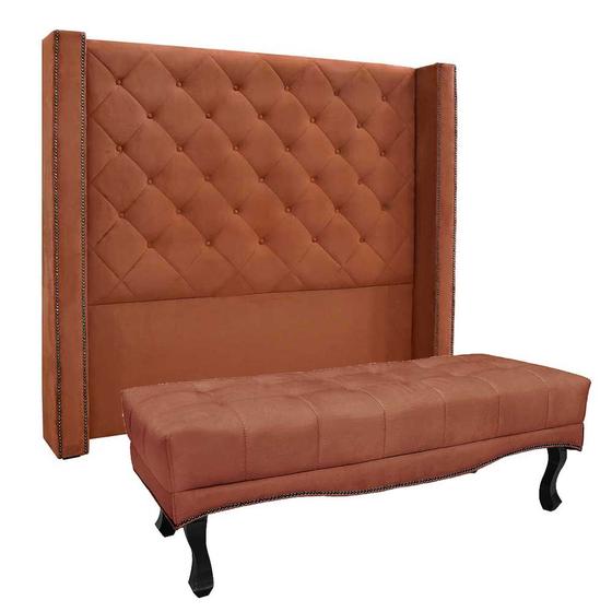 Imagem de Kit Cabeceira Quarto + Recamier Sofá Divã Chaise 2 Lugares 1,6 M Europe