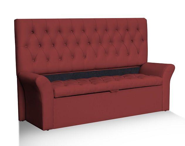 Imagem de Kit Cabeceira + Recamier Baú Egeo 158x51 material ecológico Vermelho  - MeuLar Decorações