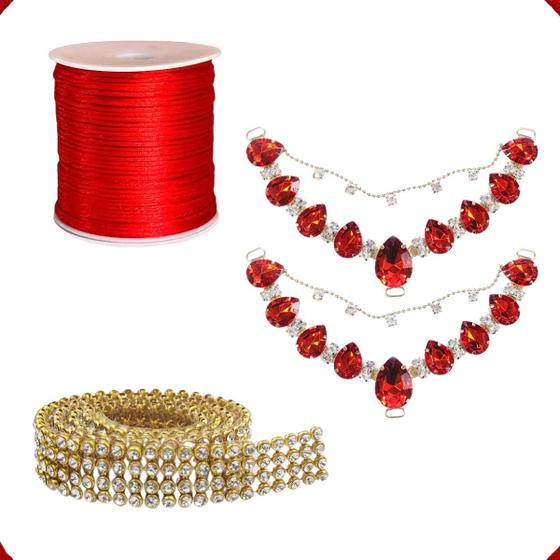 Imagem de Kit Cabedal Corrente, Manta De Strass, Fio Seda