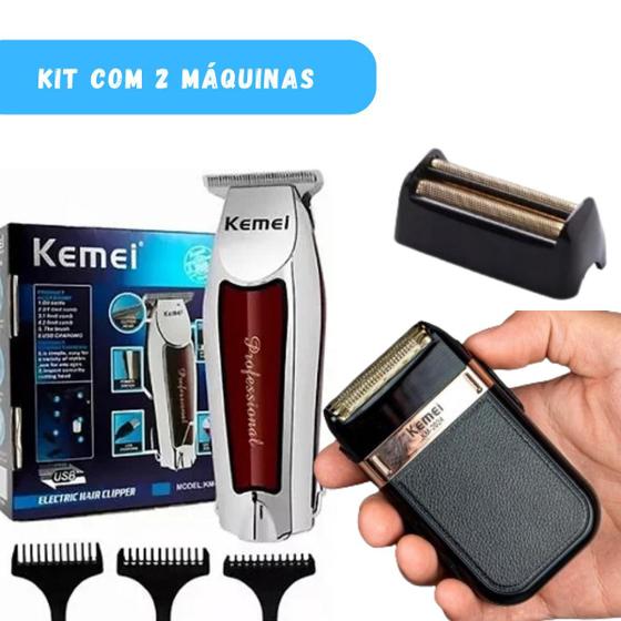 Imagem de Kit Cabeleireiro KEMEI 2024 + 9164, design compacto e de fácil manuseio