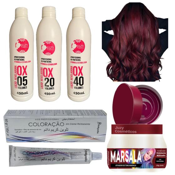 Imagem de Kit Cabelos Marsala Matiz 250g + Tinta C/ Ox 450ml