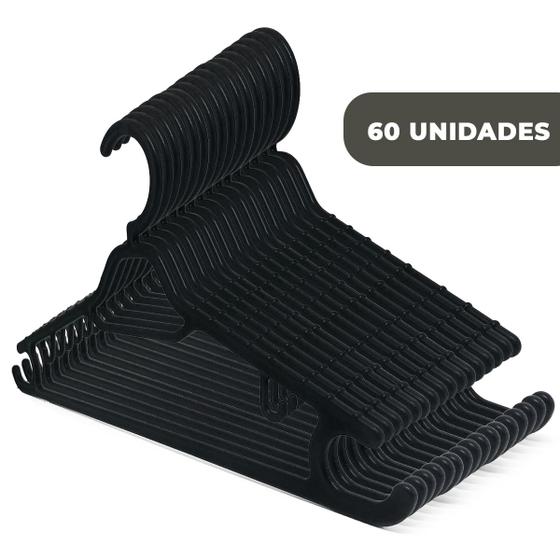 Kit Cabide Adulto Preto 60 Peças Reforçado Organizador De Roupas Menor preço em Kit Cabide Adulto Preto 60 Peças Reforçado Organizador De Roupas