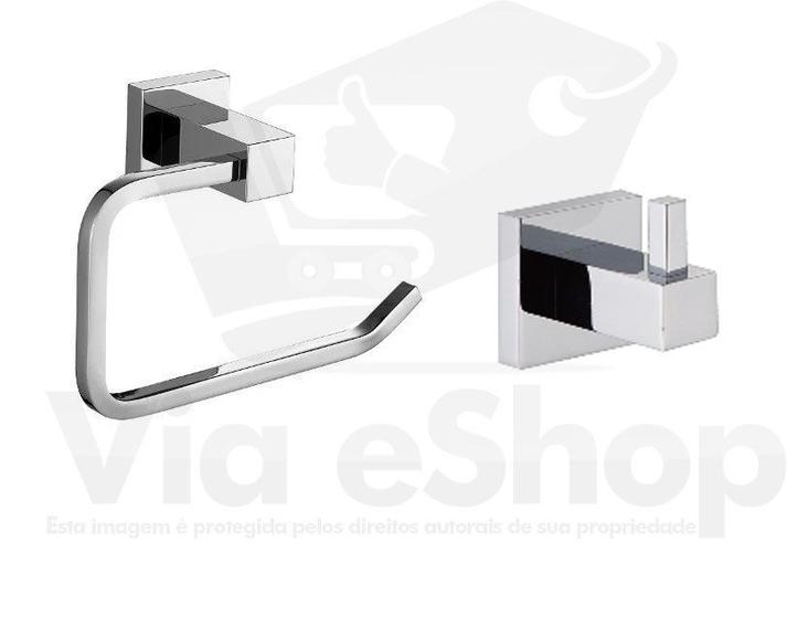 Kit Cabide Simples + Porta Papel Higiênico Em Inox - Berlim Menor preço em Kit Cabide Simples + Porta Papel Higiênico Em Inox - Berlim