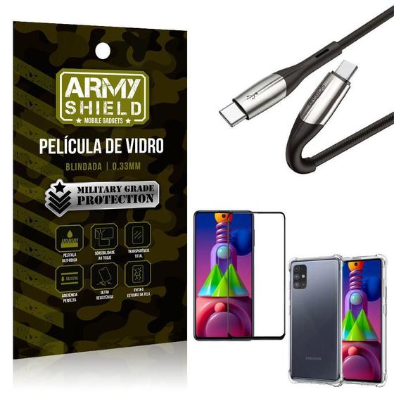 Imagem de Kit Cabo 2 Pontas Tipo C + Capa + Película 3D Samsung M51
