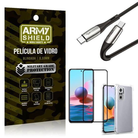 Imagem de Kit Cabo 2 Pontas Tipo C Redmi Note 10S+Capa+Película 3D